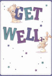 Radiating playful optimism, this get well card is brought vividly to life by two adorable friends-a teddy bear and a puppy-who seem to spring right from the page with joy, much like the gleaming new blooms arriving fresh each morning at Keston's local florists. Both characters clasp and balance the oversized, colourful letters that proclaim 'Get Well', rendered in brilliant indigos and teals evocative of a wildflower bouquet from around Keston Pond. Surrounding them, twinkling stars in shades of blue and purple scatter across a creamy backdrop, infusing the scene with a gentle magic and hopefulness so important during recovery. The fur of the bear and puppy, illustrated with a plush, almost touchable warmth, adds a sense of caring that parallels the loving attention put into every arrangement by the florists in Keston. There's a sense of movement, light, and genuine cheer-each element carefully composed to comfort and delight the viewer. Like receiving a thoughtfully arranged bouquet along with a heartfelt card, this image conveys more than words: it offers a moment of kindness, perfect for anybody in Keston wishing loved ones swift recovery and warm encouragement.